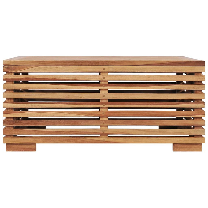 Gartentisch und Fußhocker Set mit Creme Kissen Teak Massivholz