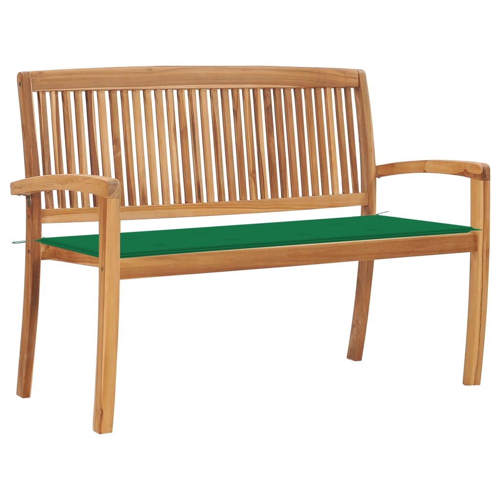 Stapelbare Gartenbank mit Auflage 128,5 cm Massivholz Teak