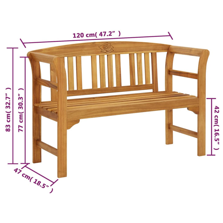 Banco de jardín con cojín 120 cm de madera maciza de acacia