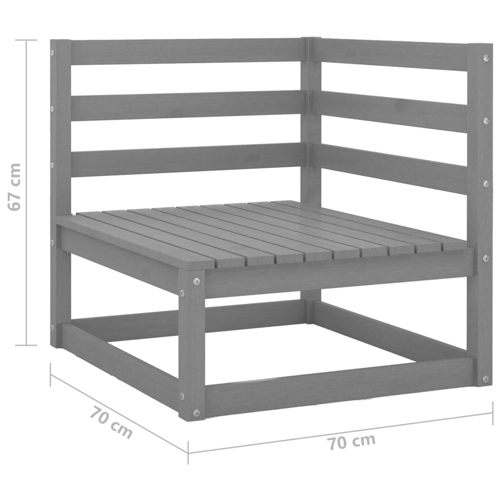 Garten-Ecksofa Grau Massivholz Kiefer