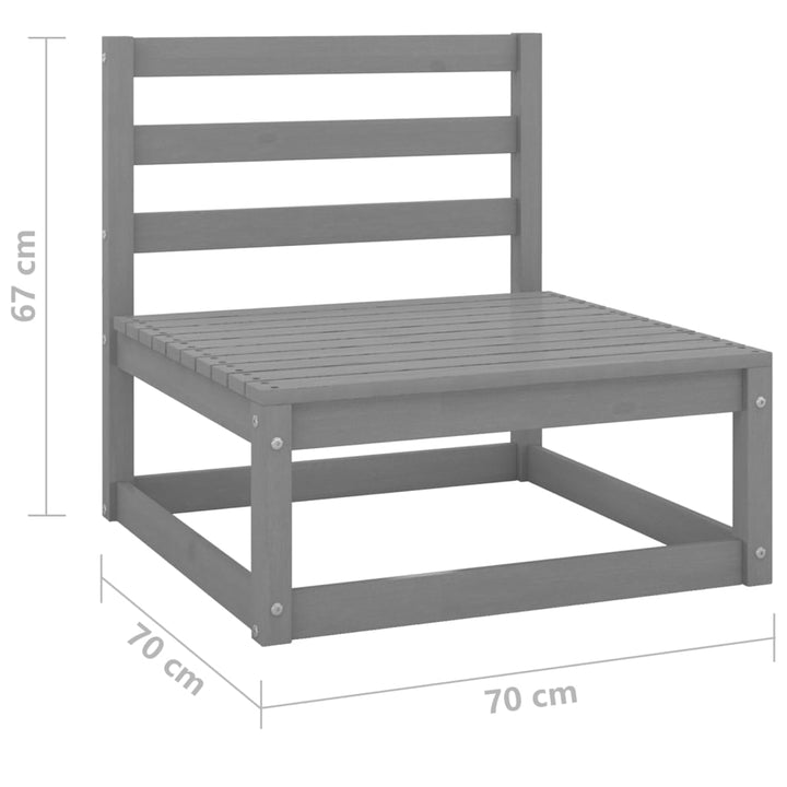 Garten-Mittelsofa Grau Massivholz Kiefer