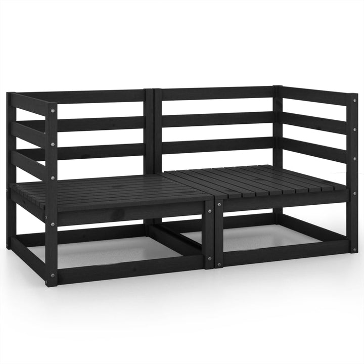 Garten-Ecksofas 2 Stk. Schwarz Kiefer Massivholz