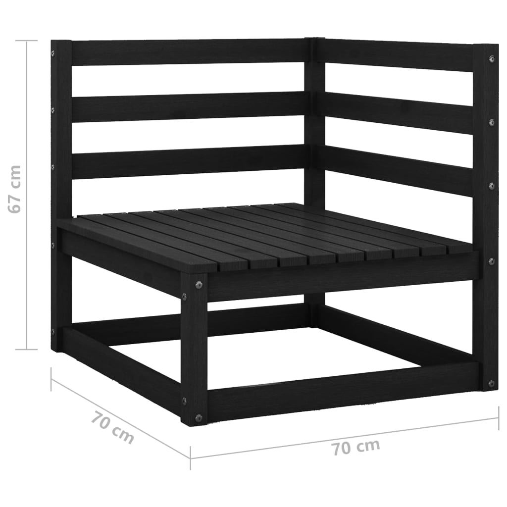 Garten-Ecksofas 2 Stk. Schwarz Kiefer Massivholz