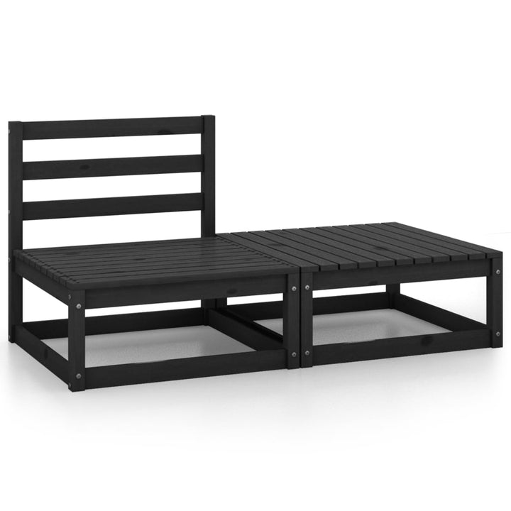 2-tlg. Garten-Lounge-Set Schwarz Massivholz Kiefer