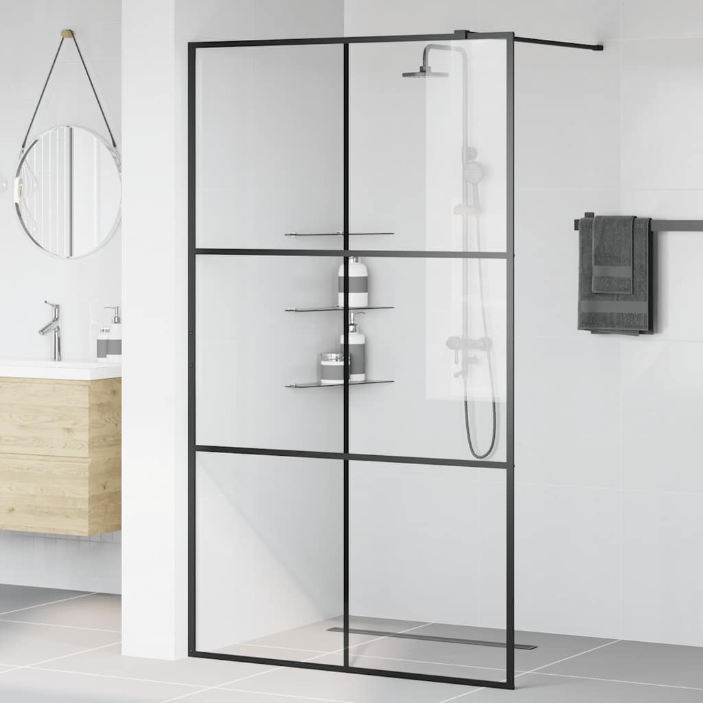 Shower screen for walk-in shower with clear tempered glass 115x195 cm