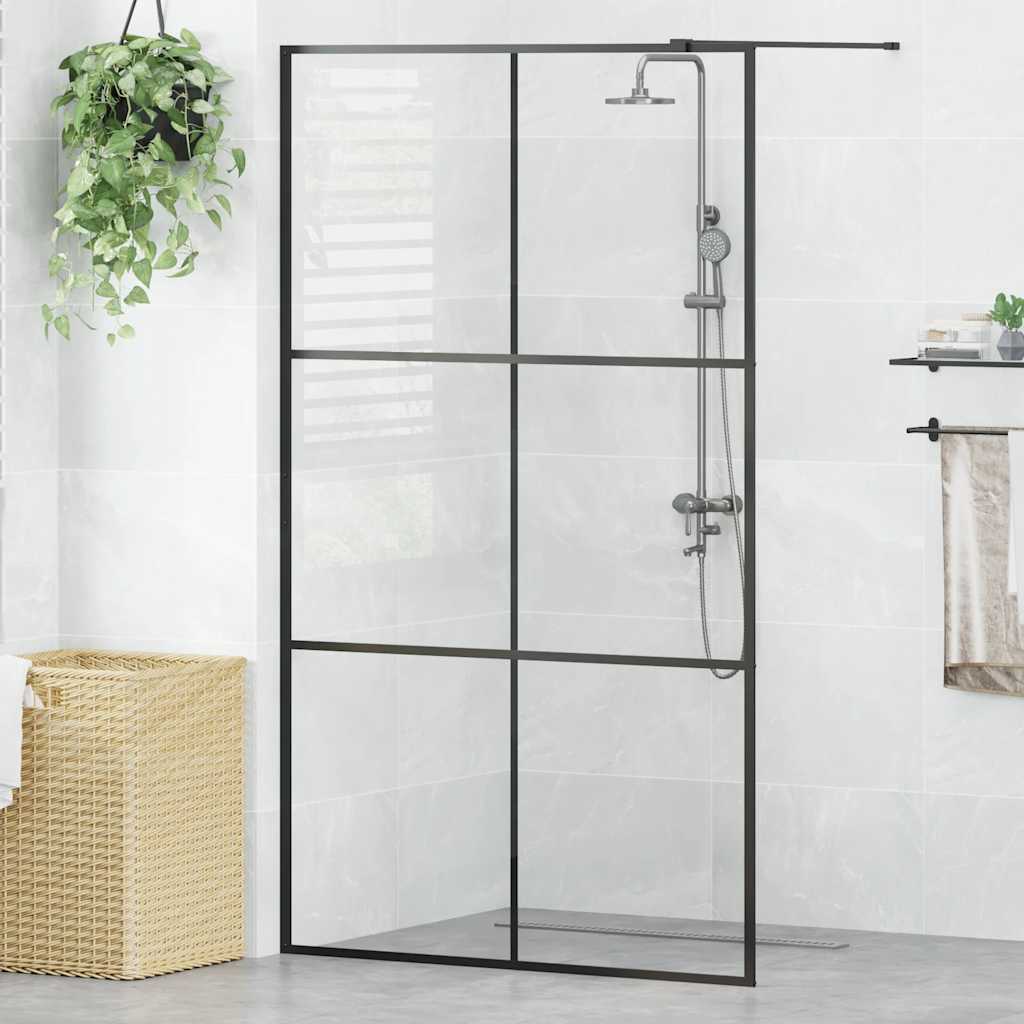 Shower screen for walk-in shower with clear tempered glass 115x195 cm