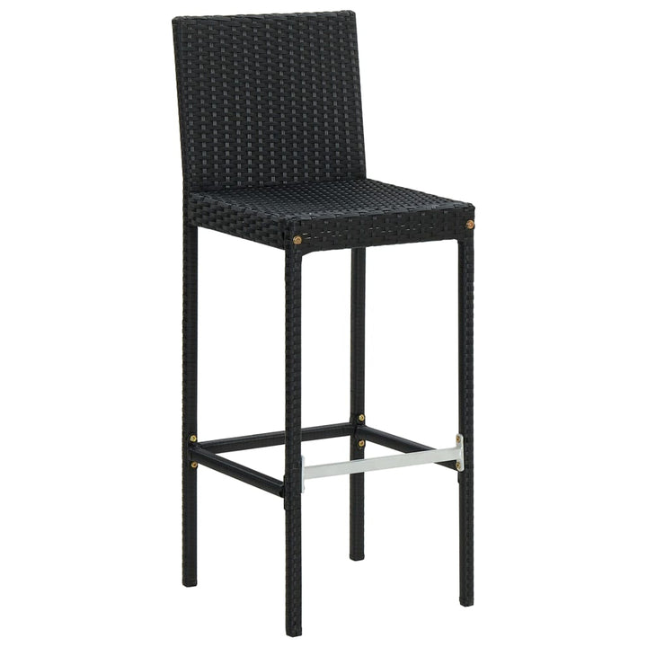 Garten-Barhocker mit Kissen 2 Stk. Schwarz Poly Rattan