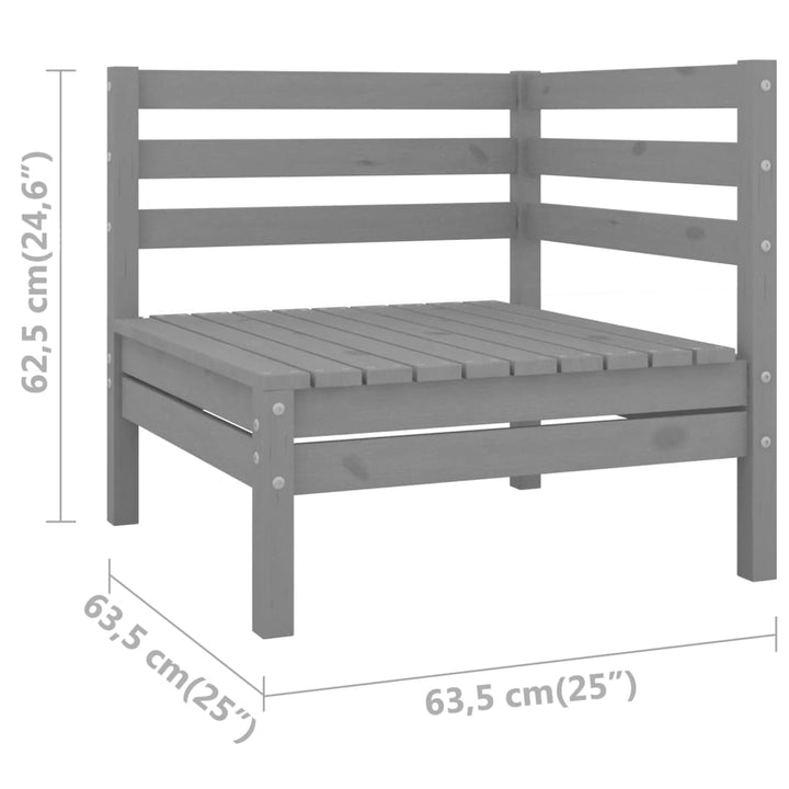 Garten-Ecksofa Grau Massivholz Kiefer