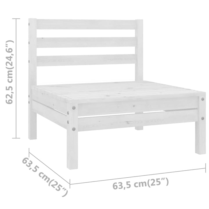 Garten-Mittelsofa Weiß Massivholz Kiefer