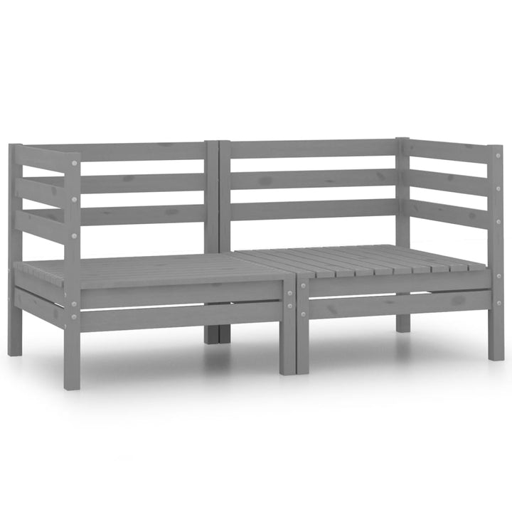 Garten-Ecksofas 2 Stk. Grau Massivholz Kiefer