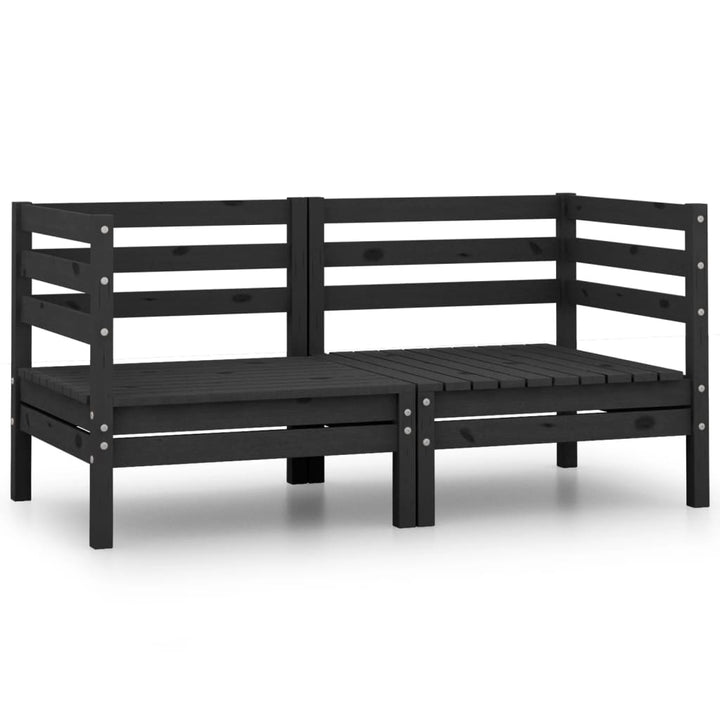 Garten-Ecksofas 2 Stk. Schwarz Massivholz Kiefer