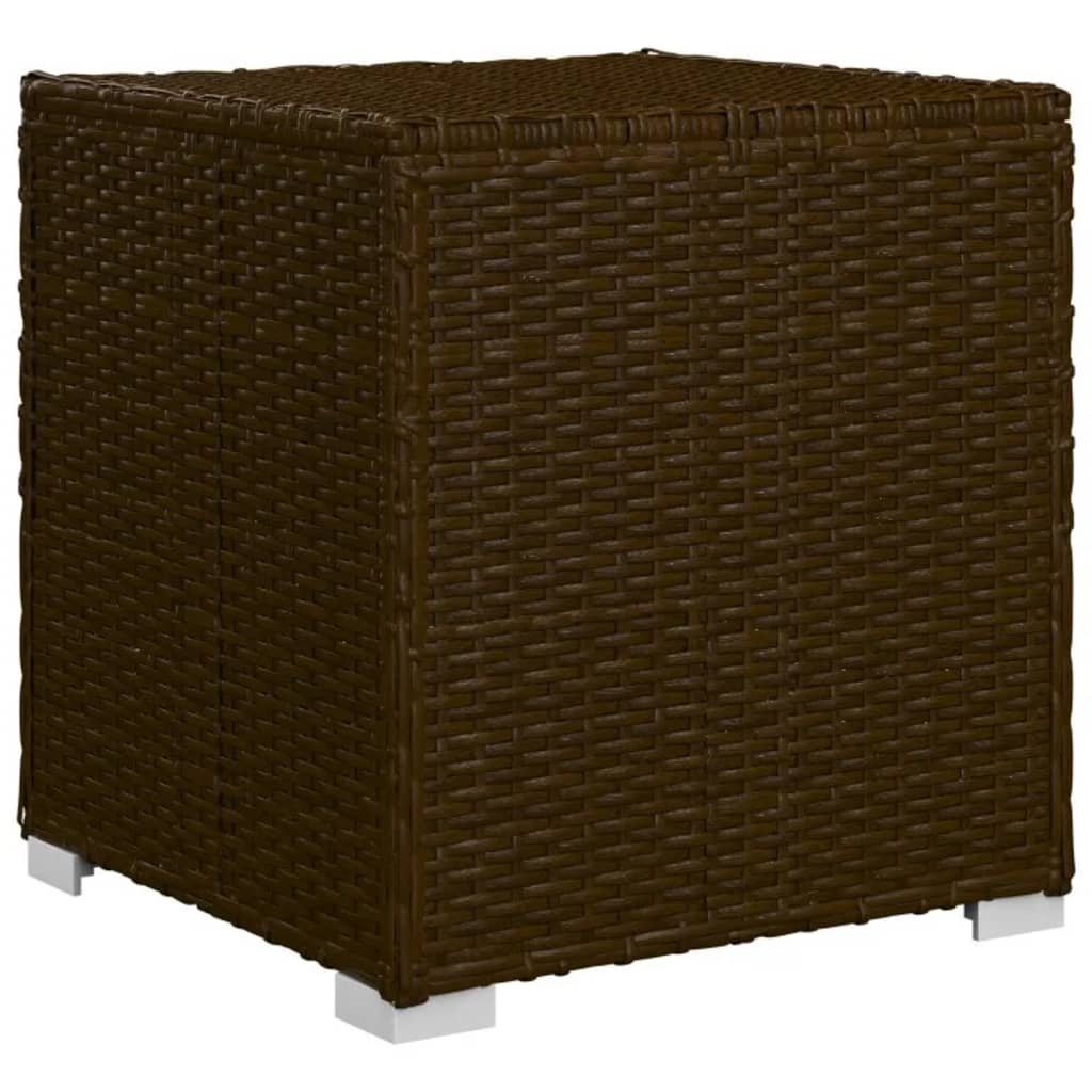 Sonnenliege mit Auflage und Teetisch Poly Rattan Braun