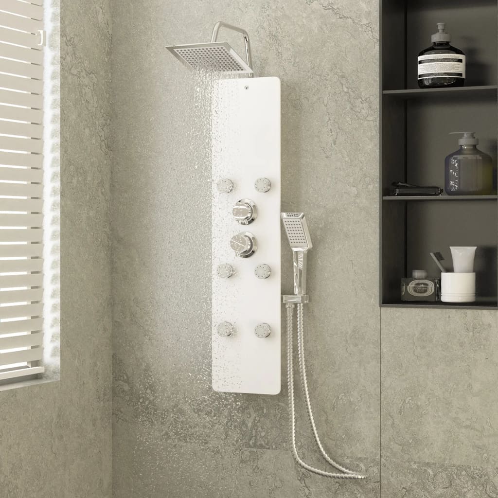 Shower panel glass 25x47.5x130 cm white