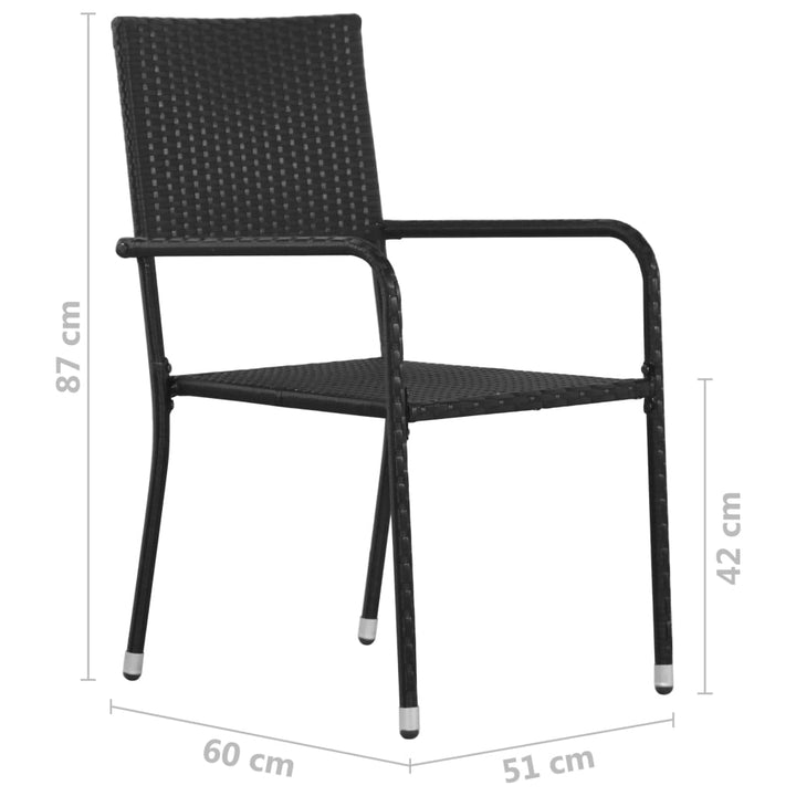 Garten-Essstühle 6 Stk. Stapelbar Schwarz Polyrattan