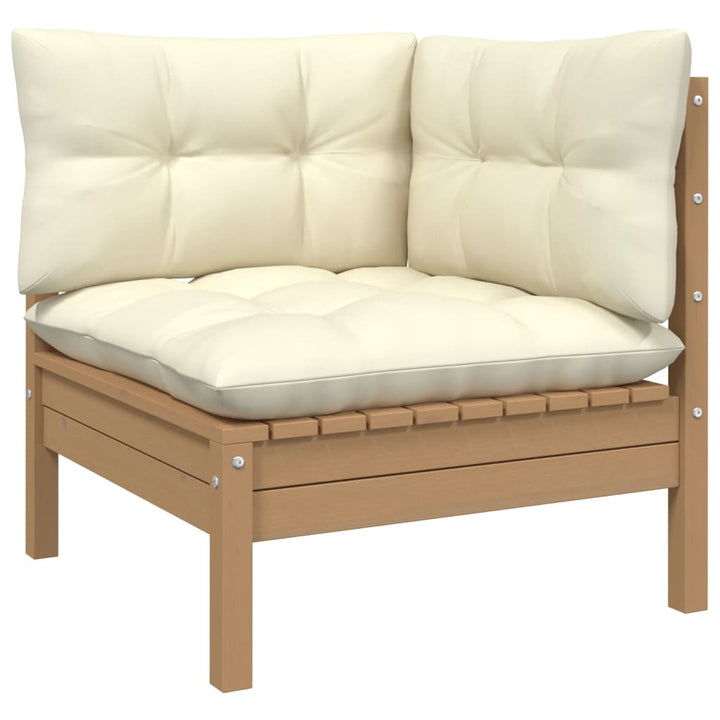 2-Sitzer-Gartensofa mit Creme Kissen Massivholz Kiefer