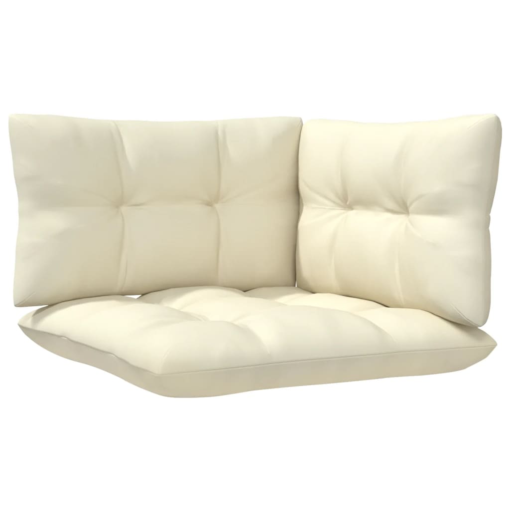 2-Sitzer-Gartensofa mit Creme Kissen Massivholz Kiefer