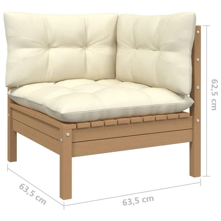 2-Sitzer-Gartensofa mit Creme Kissen Massivholz Kiefer