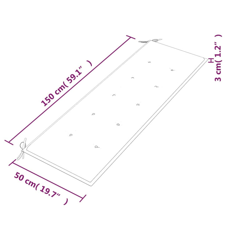 Banco Batavia con cojín burdeos 150 cm de madera maciza de teca