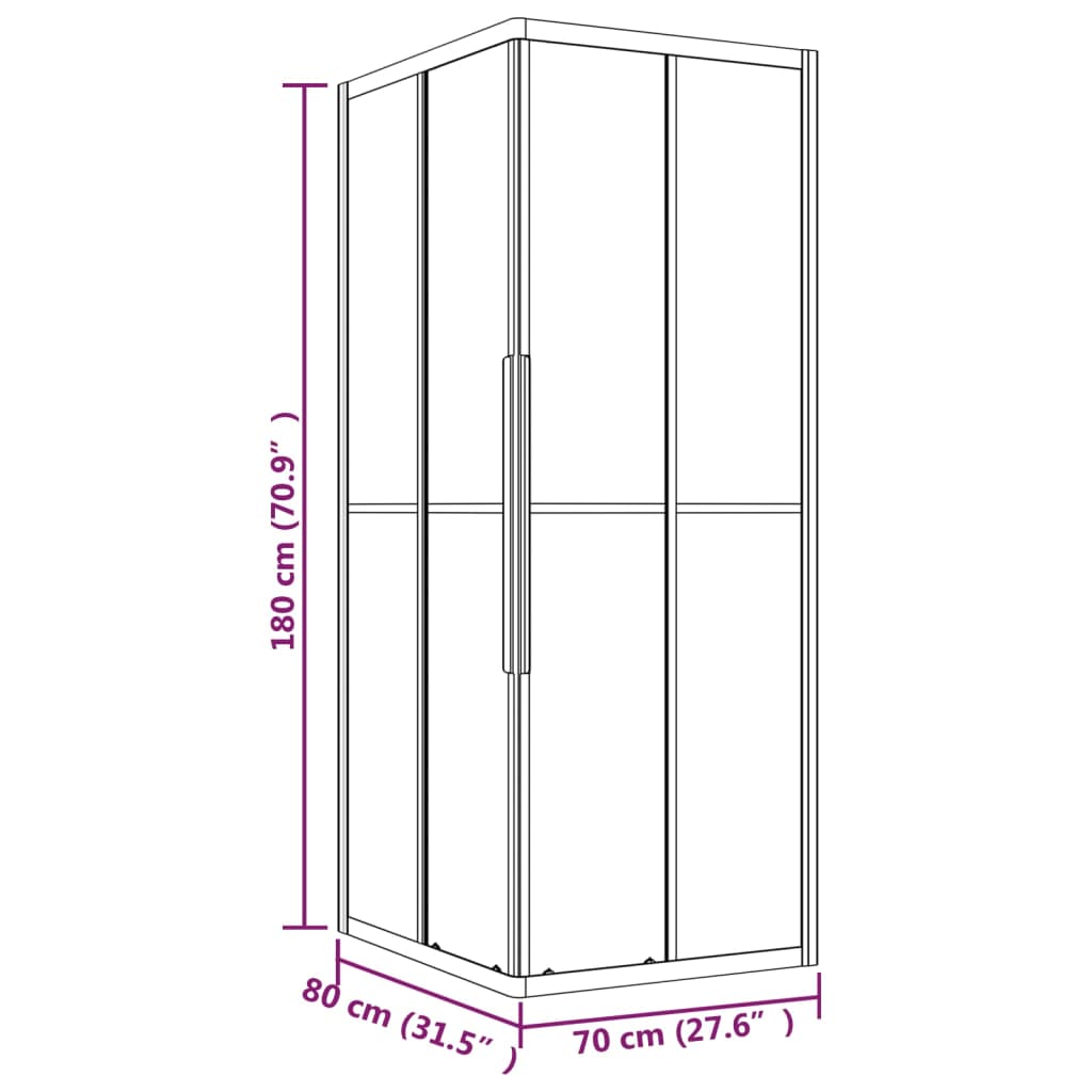 Duschkabine ESG Matt 80x70x180 cm