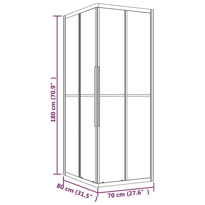 Duschkabine ESG Matt 80x70x180 cm