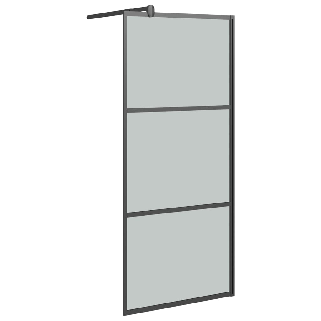 Shower screen for walk-in shower 90x195 cm dark tempered glass black