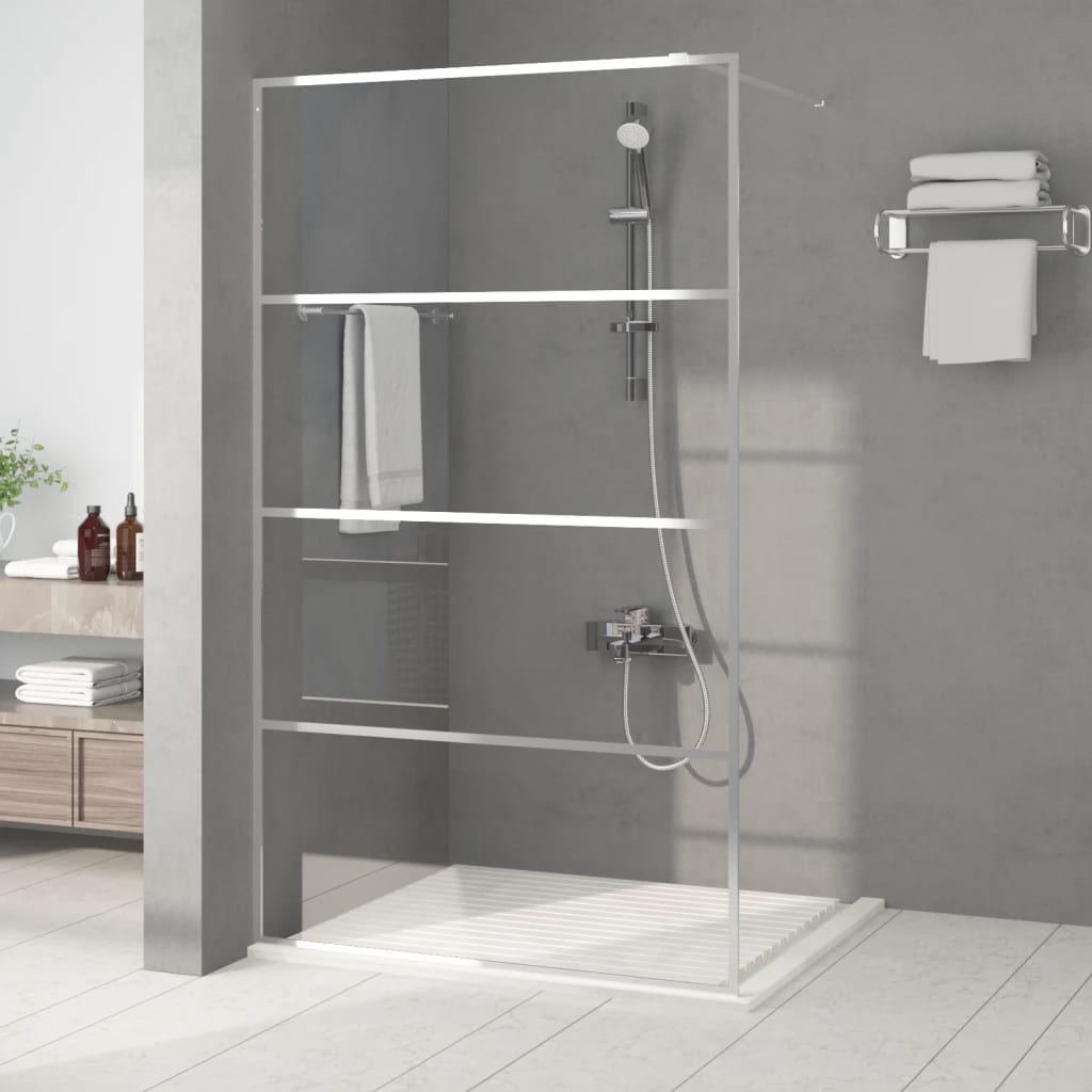 Duschwand für Begehbare Dusche Silbern 115x195 cm ESG-Klarglas