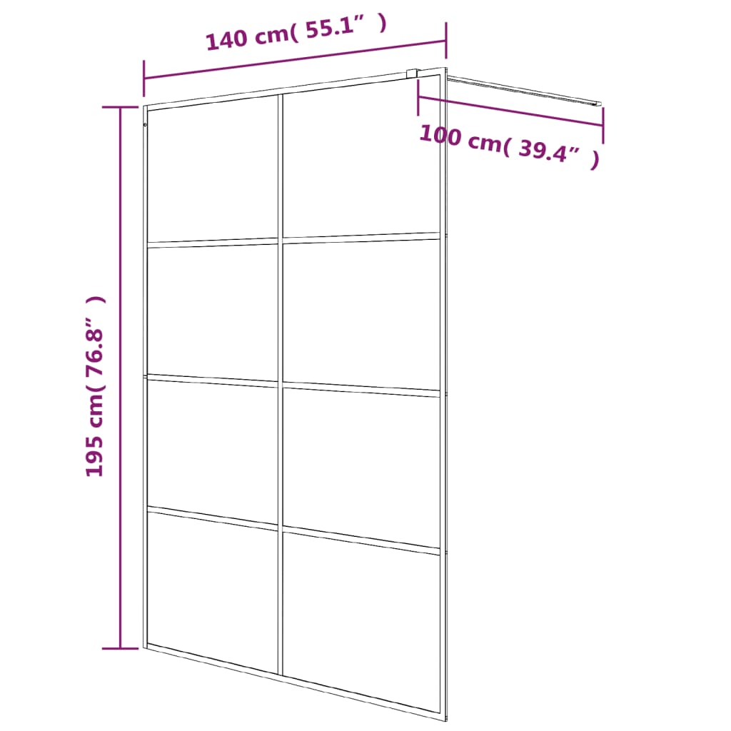 Mampara de ducha para cabina de ducha blanca 140x195 cm vidrio transparente ESG