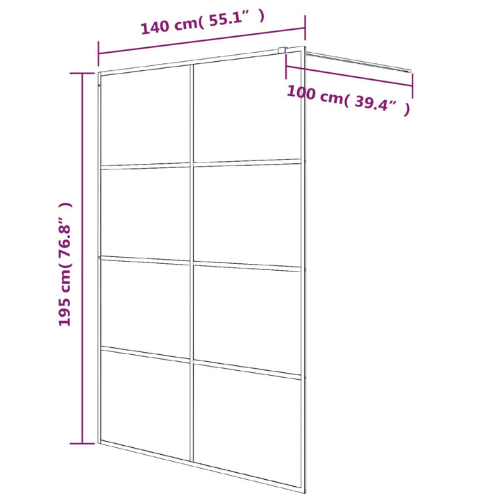 Mampara de ducha para cabina de ducha blanca 140x195 cm vidrio transparente ESG