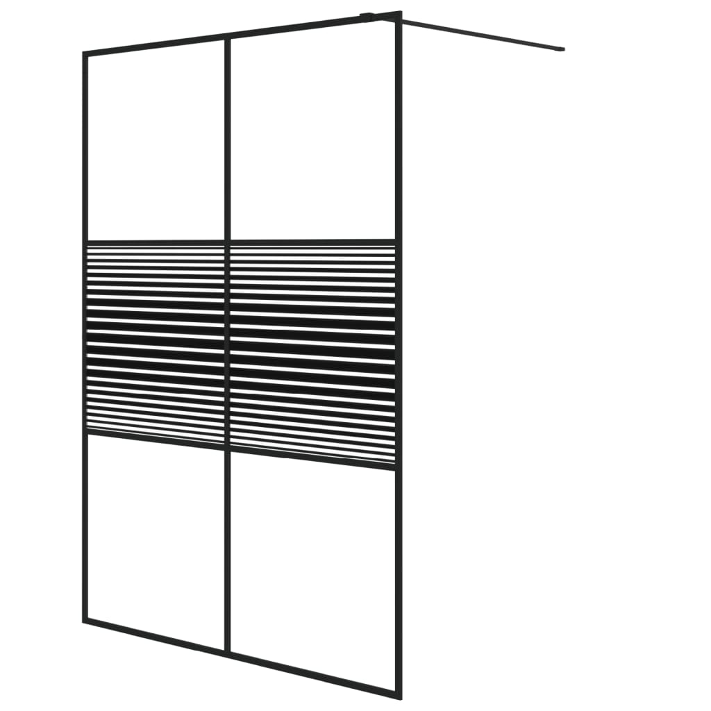 Duschwand für Begehbare Dusche Schwarz 140x195 cm ESG-Glas Klar