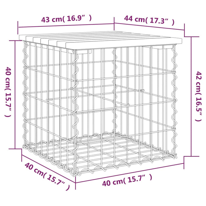 Gartenbank aus Gabionen 43x44x42 cm Massivholz Douglasie