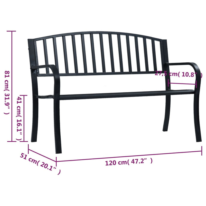 Banco de jardín acero negro 120 cm