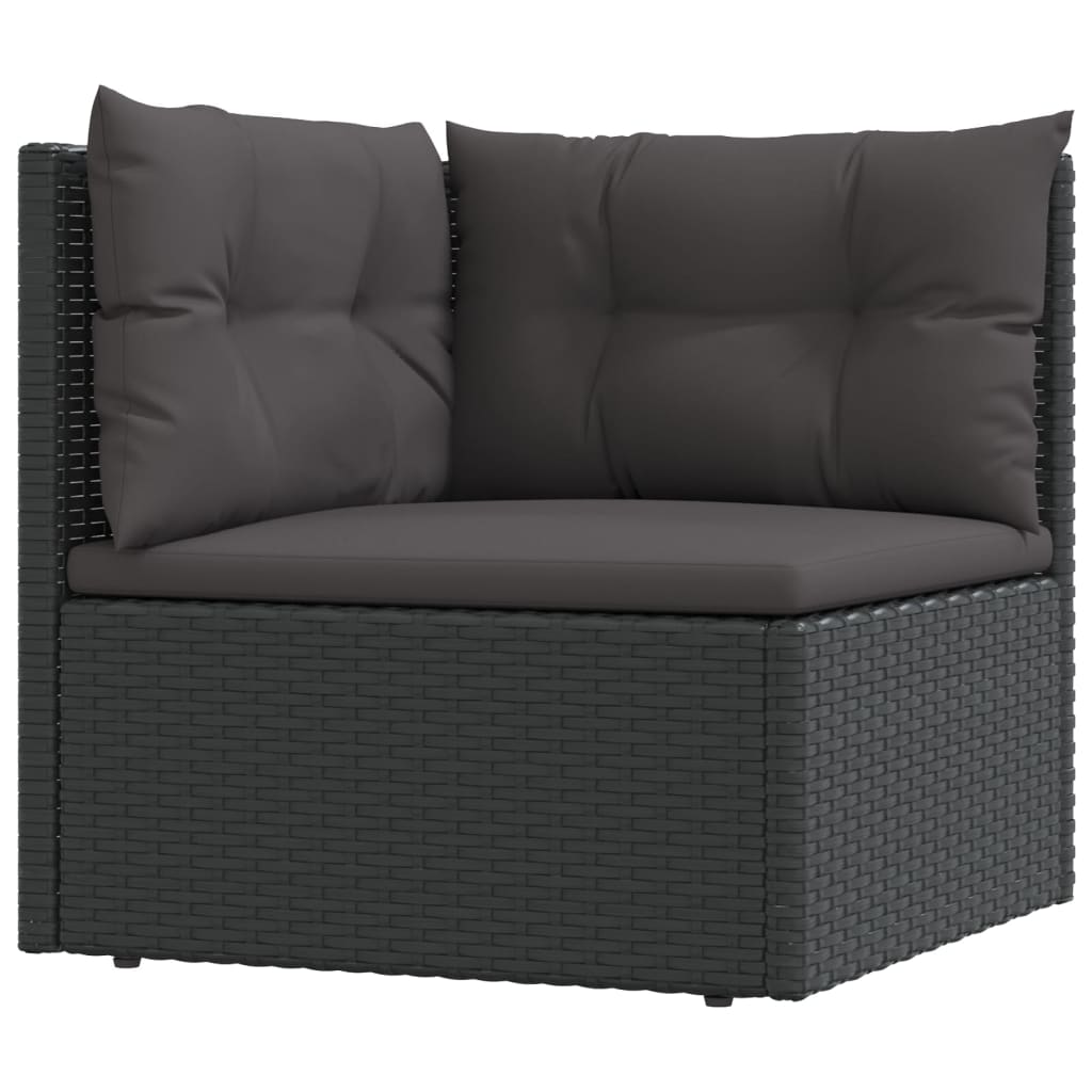 Garten-Ecksofa mit Kissen Schwarz Poly Rattan