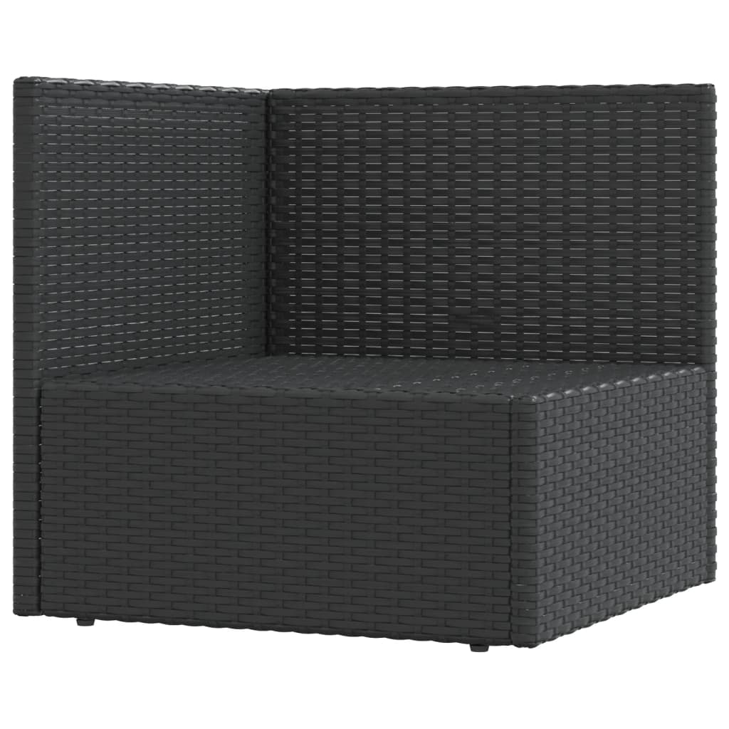 Garten-Ecksofa mit Kissen Schwarz Poly Rattan