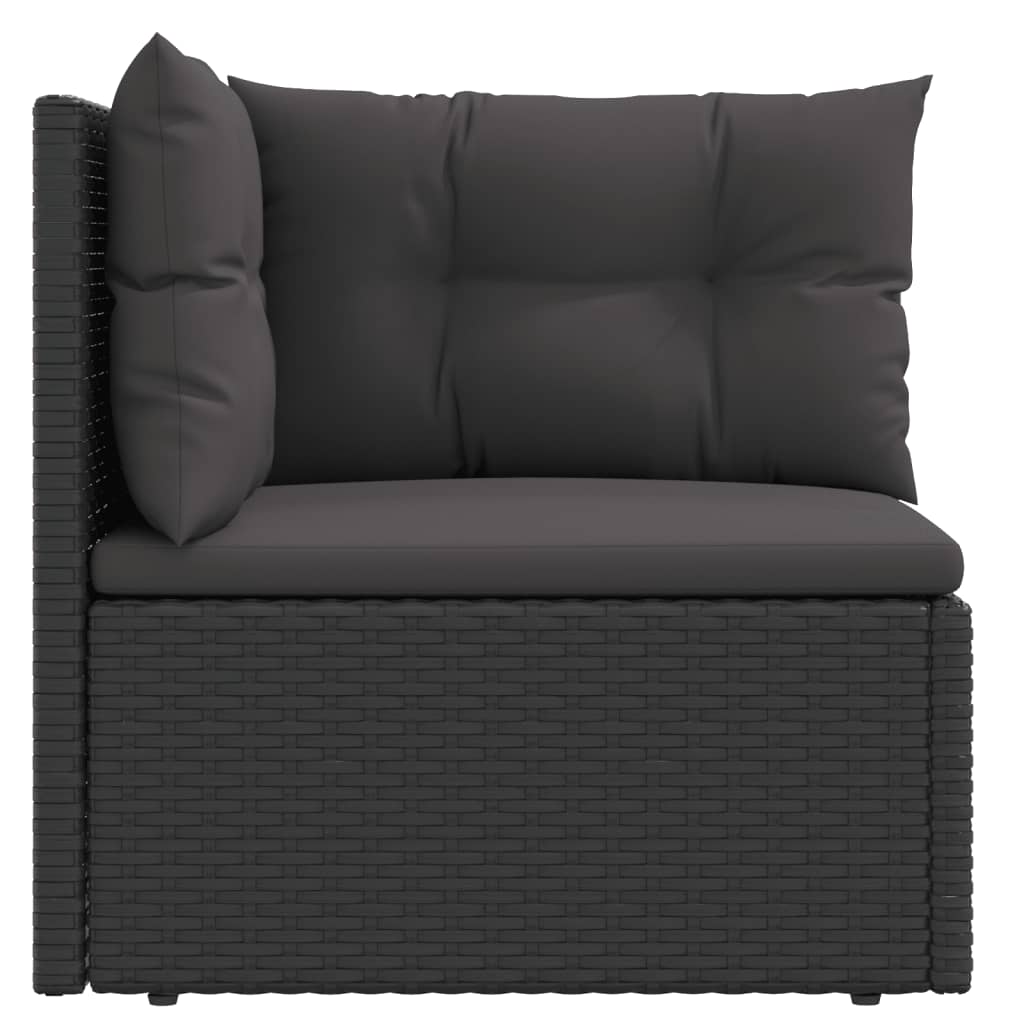 Garten-Ecksofa mit Kissen Schwarz Poly Rattan