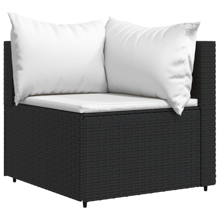 Garten-Ecksofa mit Kissen Schwarz Poly Rattan