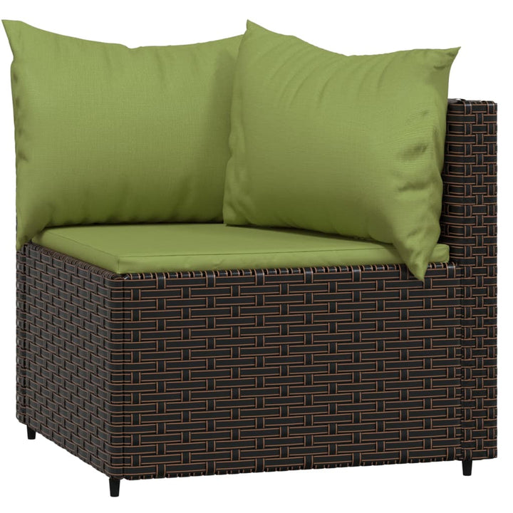 3-tlg. Garten-Lounge-Set mit Kissen Braun Poly Rattan