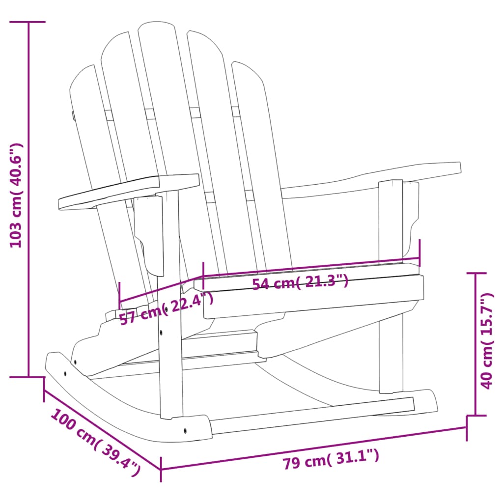 Adirondack-Schaukelstühle 2 Stk. 79x100x103 cm Massivholz Teak