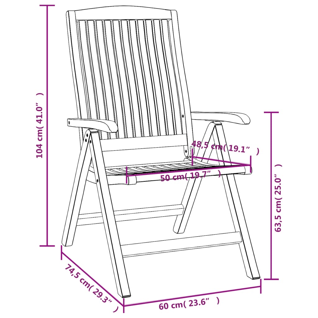 Gartenstühle 4 Stk. Verstellbar Massivholz Teak