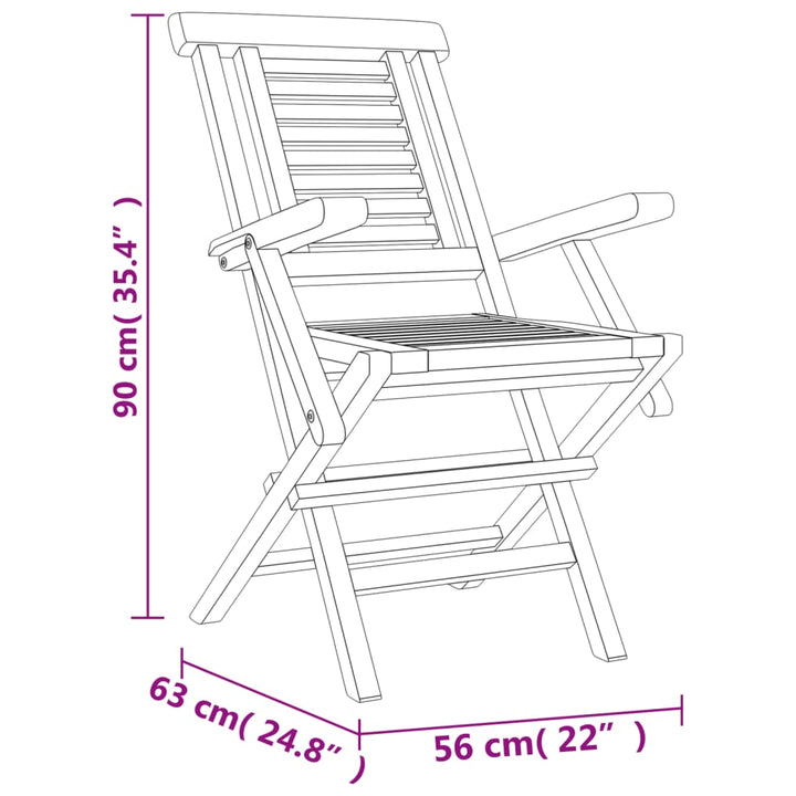 Sillas de jardín 4 piezas Plegables 56x63x90 cm madera maciza de teca.