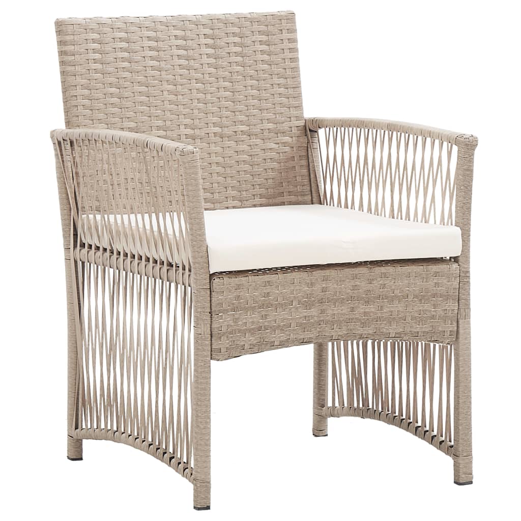 Gartensessel mit Sitzkissen 2 Stk. Beige Poly Rattan