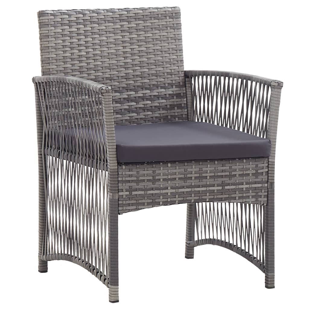 Gartensessel mit Sitzkissen 2 Stk. Grau Poly Rattan