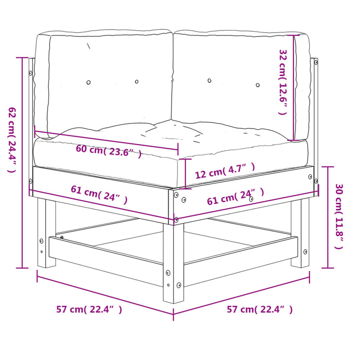 Ecksofa mit Kissen Massivholz Kiefer