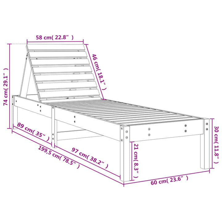 Sonnenliegen 2 Stk. mit Tisch Massivholz Douglasie