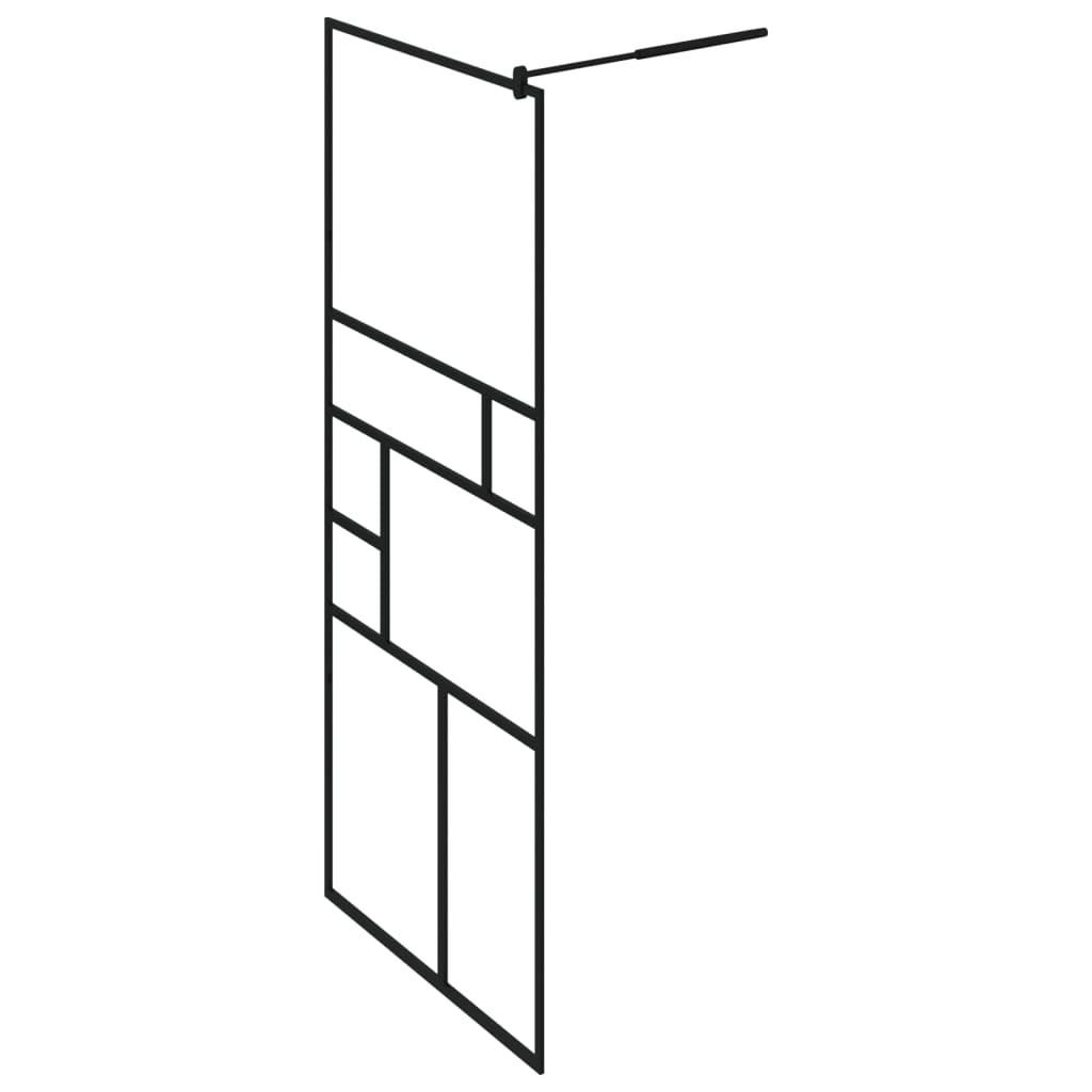 Duschwand mit Ablage für Walk-In-Dusche Schwarz 80x195 cm ESG