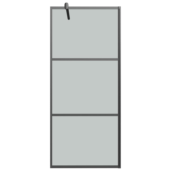 Duschwand mit Ablage für Walk-In-Dusche Schwarz 80x195 cm ESG