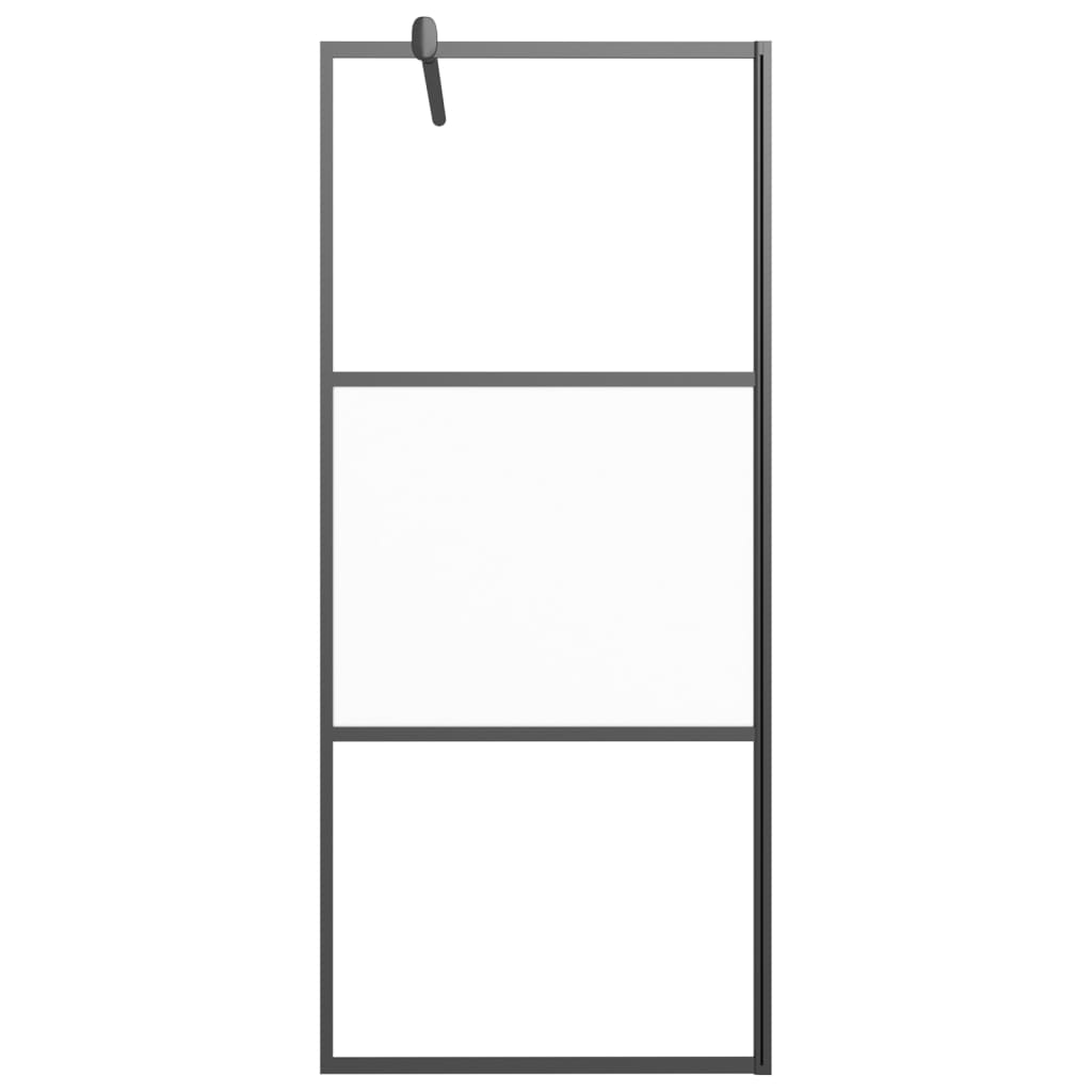 Duschwand mit Ablage für Walk-In-Dusche Schwarz 90x195 cm ESG