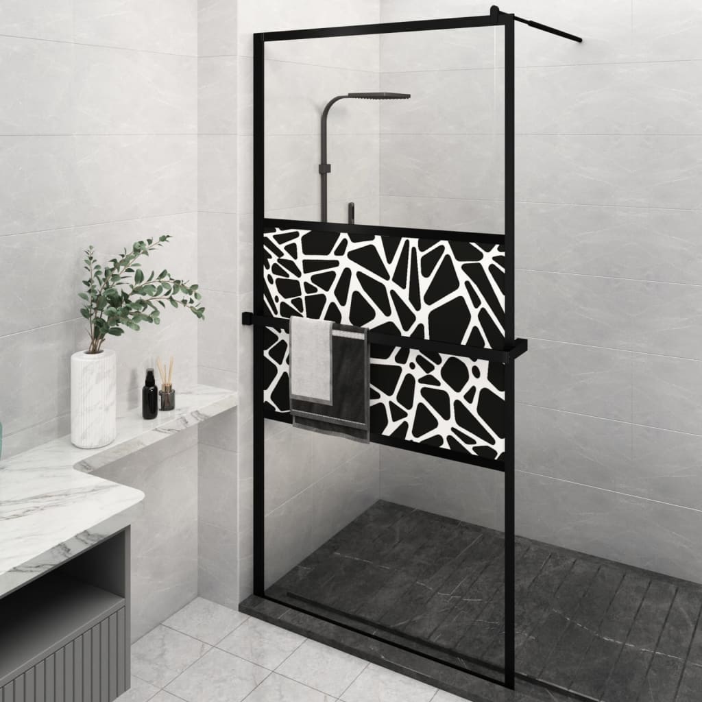 Mampara de ducha con estante para cabina de ducha negra 115x195 cm ESG