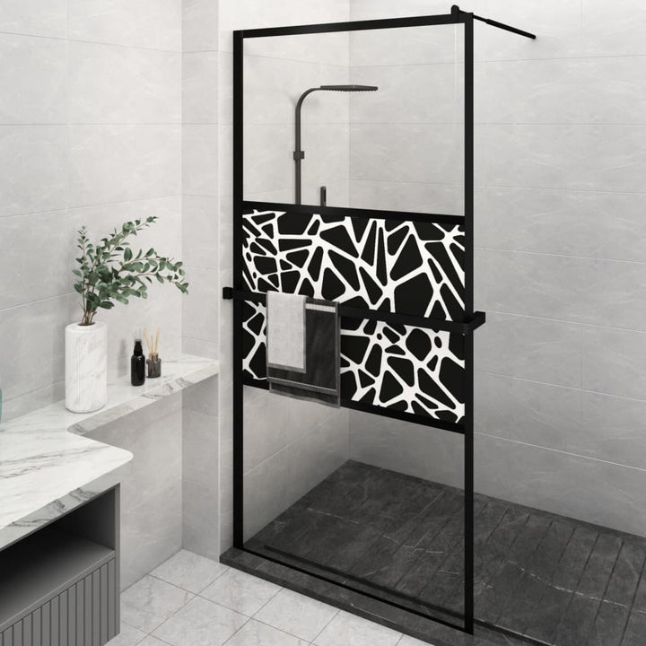 Mampara de ducha con estante para cabina de ducha negra 115x195 cm ESG