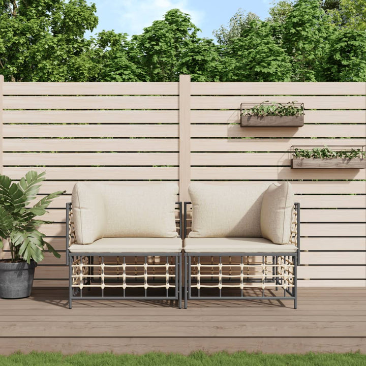 Sofás esquineros con cojines 2 uds. Modulares Poly Rattan.