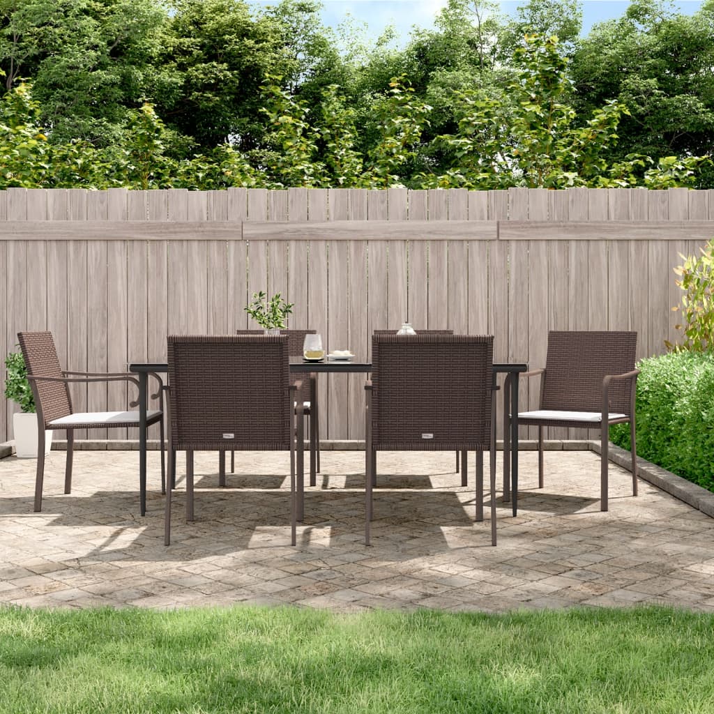 Gartenstühle mit Kissen 6 Stk. Braun 56x59x84 cm Poly Rattan